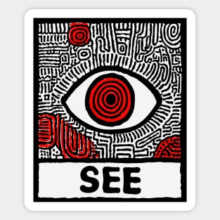 Watchful Eye - Minimalist Linocut Magnet